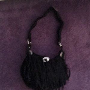 Fringe suede pocketbook adjustable strap made in the USA
